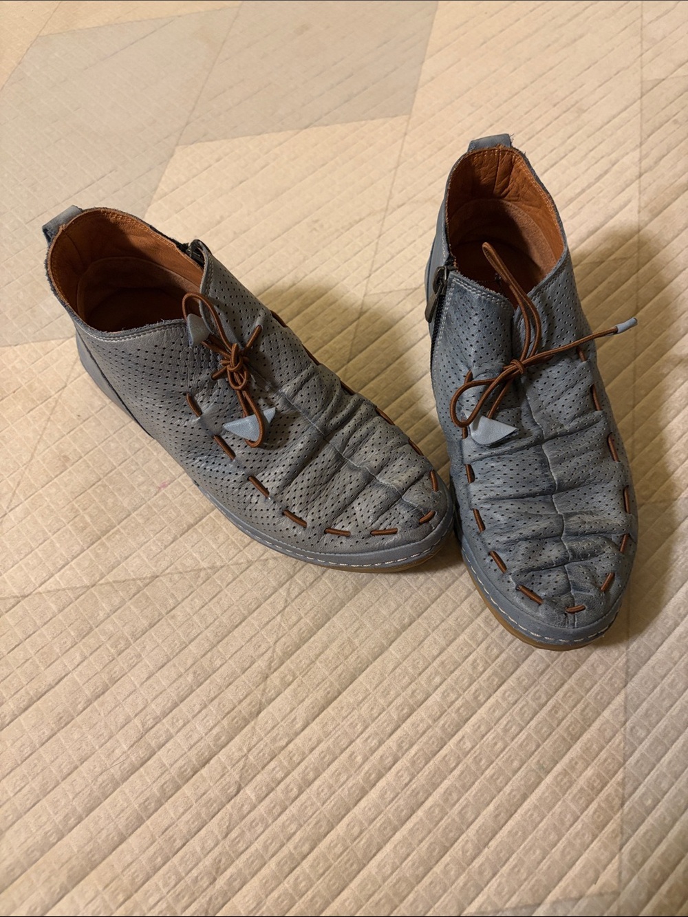 German Blue Leather Moccasins